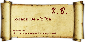 Kopacz Benáta névjegykártya